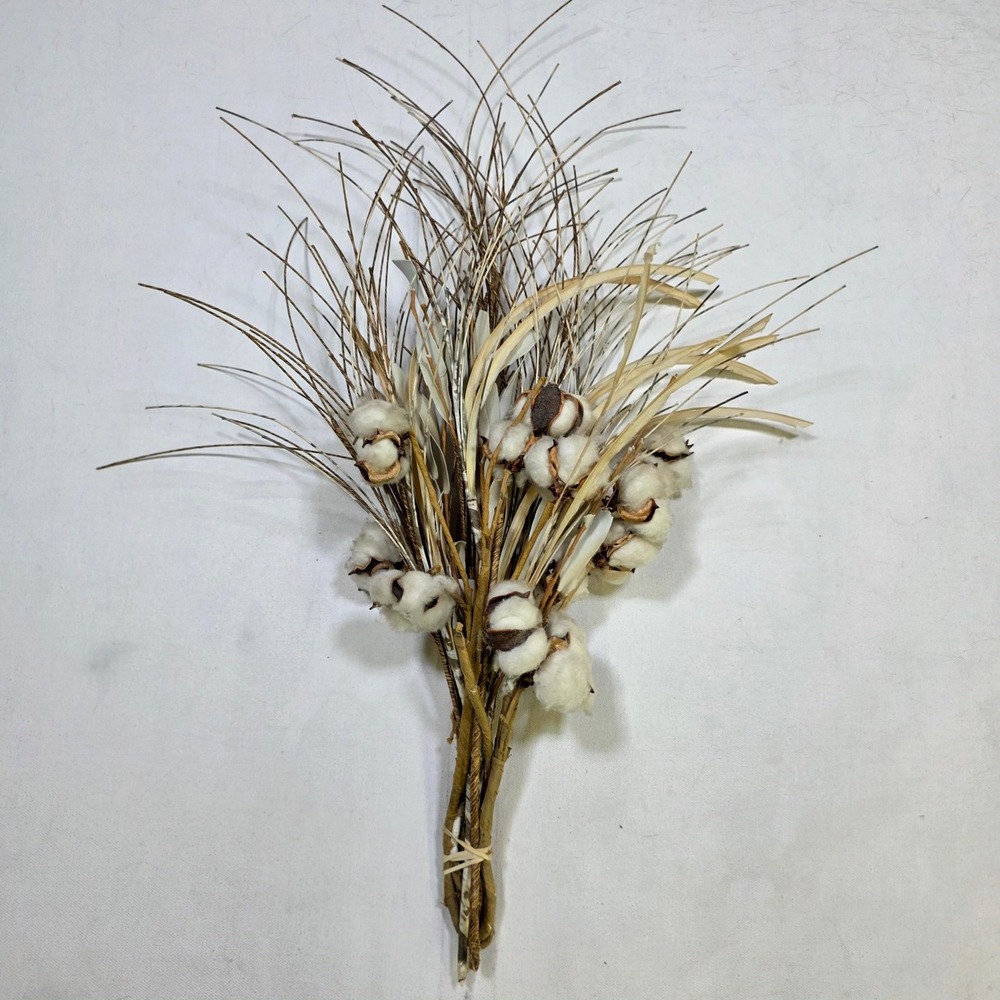 Floral Bundle 20in White Brown Boll Grass Farmhouse Fall Boho Decor RH